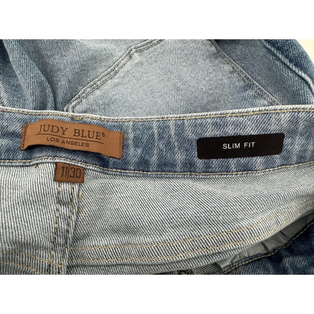 Judy Blue High Rise Vintage Wash Side Panel Detail Slim Fit  Sz 11/30‎ Fray Hem